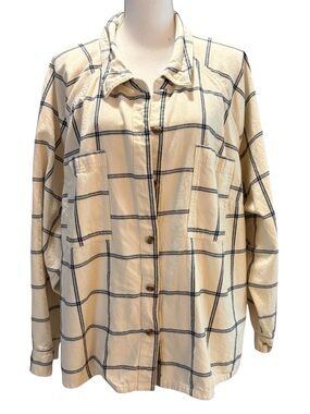 Universal Thread Cream Plaid Button-Down Shirt Jacket
